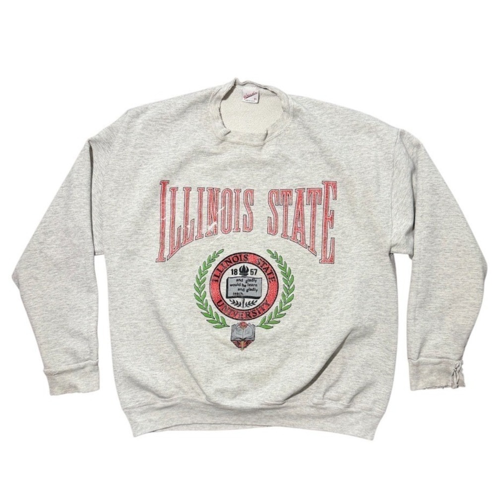 Vintage 90s Illinois State University USA Crest Scholar Varsity Crewneck Sweater